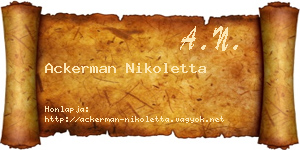 Ackerman Nikoletta névjegykártya
